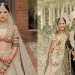 La novia de Sabyasachi optó por una lehenga de color beige y redefinió su apariencia con un ‘Choli’ en contraste