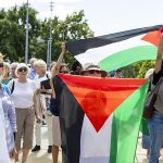 Manifestantes se manifiestan en Ginebra en apoyo a Palestina